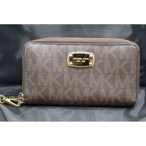 Michael Kors Signature Brown Zip-Around Wallet